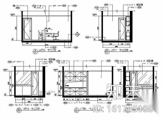 [北京]某高级住宅小区售楼处室内装修施工图（含效果）施工图下载【ID:161745185】