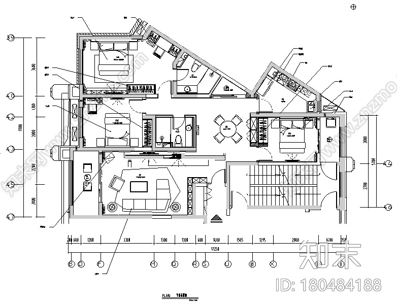 淡黄优雅|现代简约小清新样板间设计施工图（附效果图）施工图下载【ID:180484188】