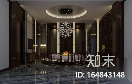 [深圳]特色新中式餐厅设计装修图（含效果）cad施工图下载【ID:164843148】