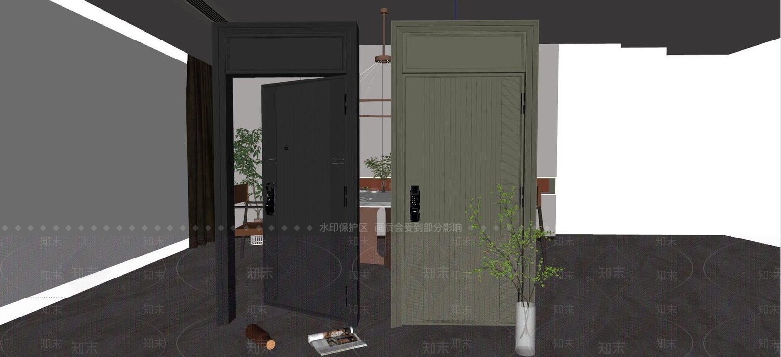 现代防盗单开门SU模型下载【ID:1110732663】