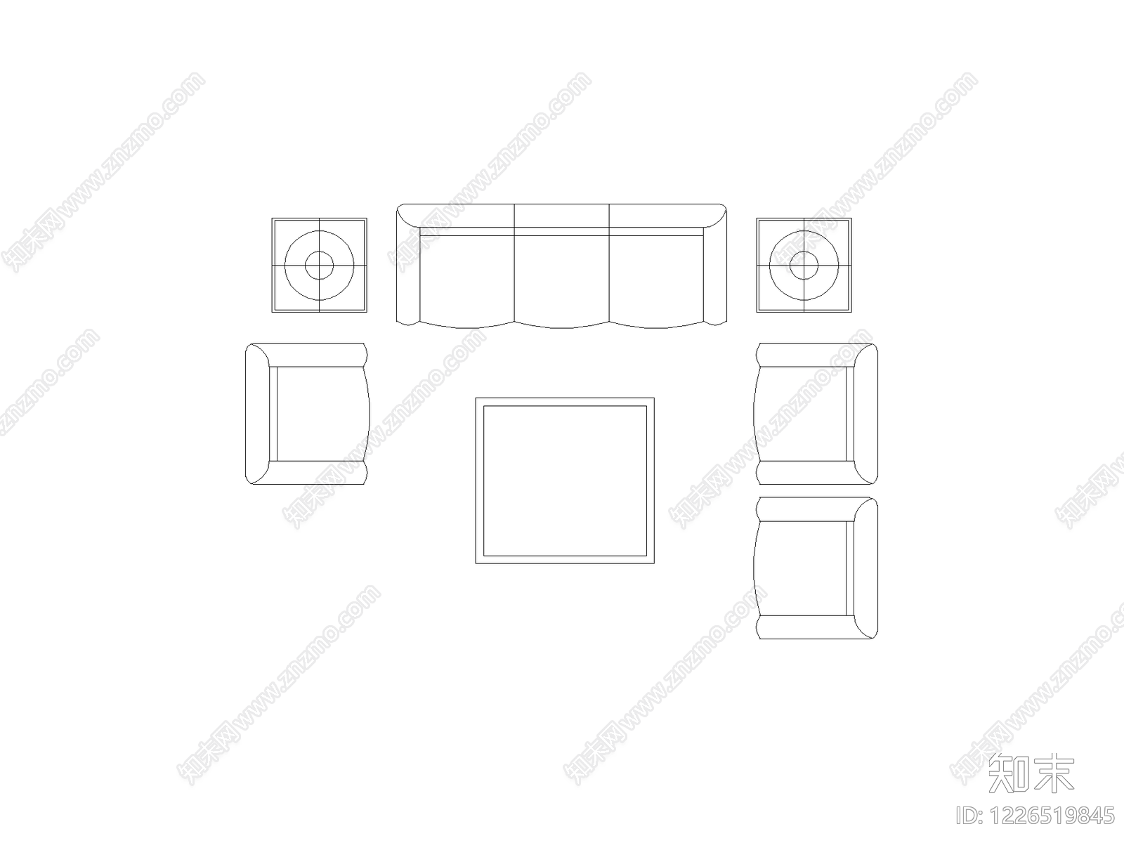 沙发cad施工图下载【ID:1226519845】