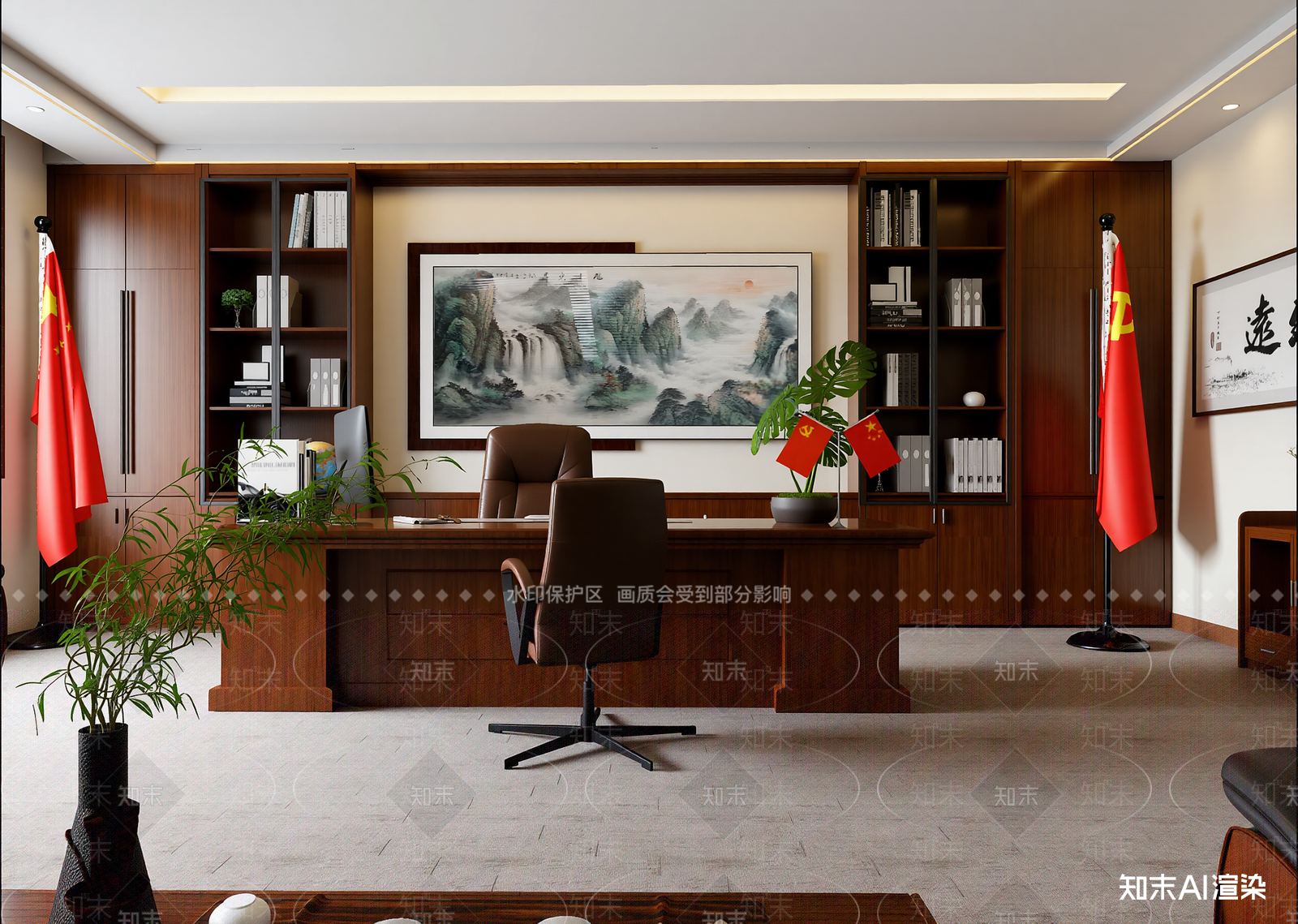 现代经理办公室3D模型下载【ID:1214939140】