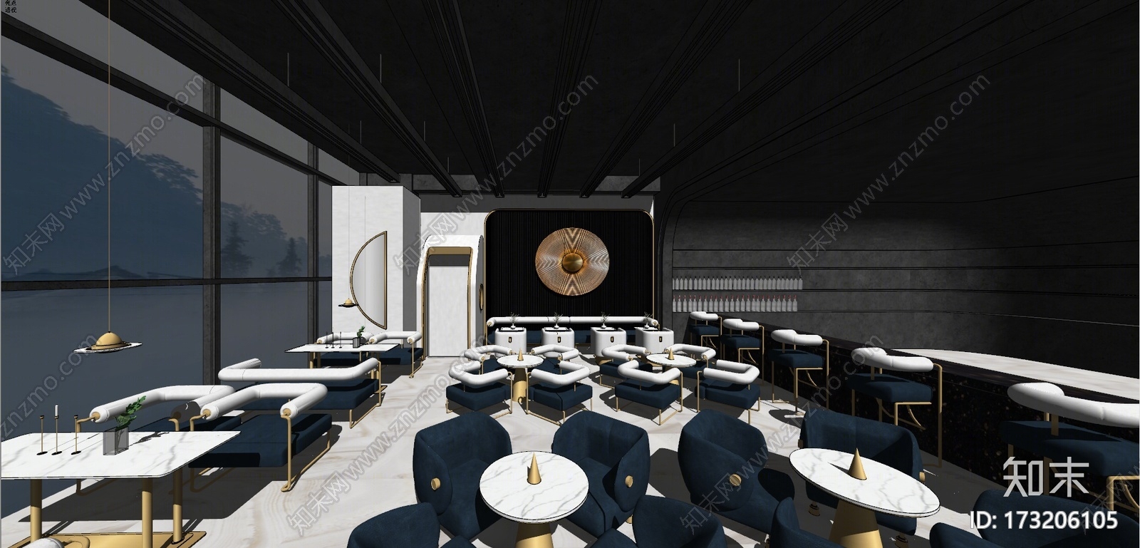 现代自助餐厅SU模型下载【ID:173206105】