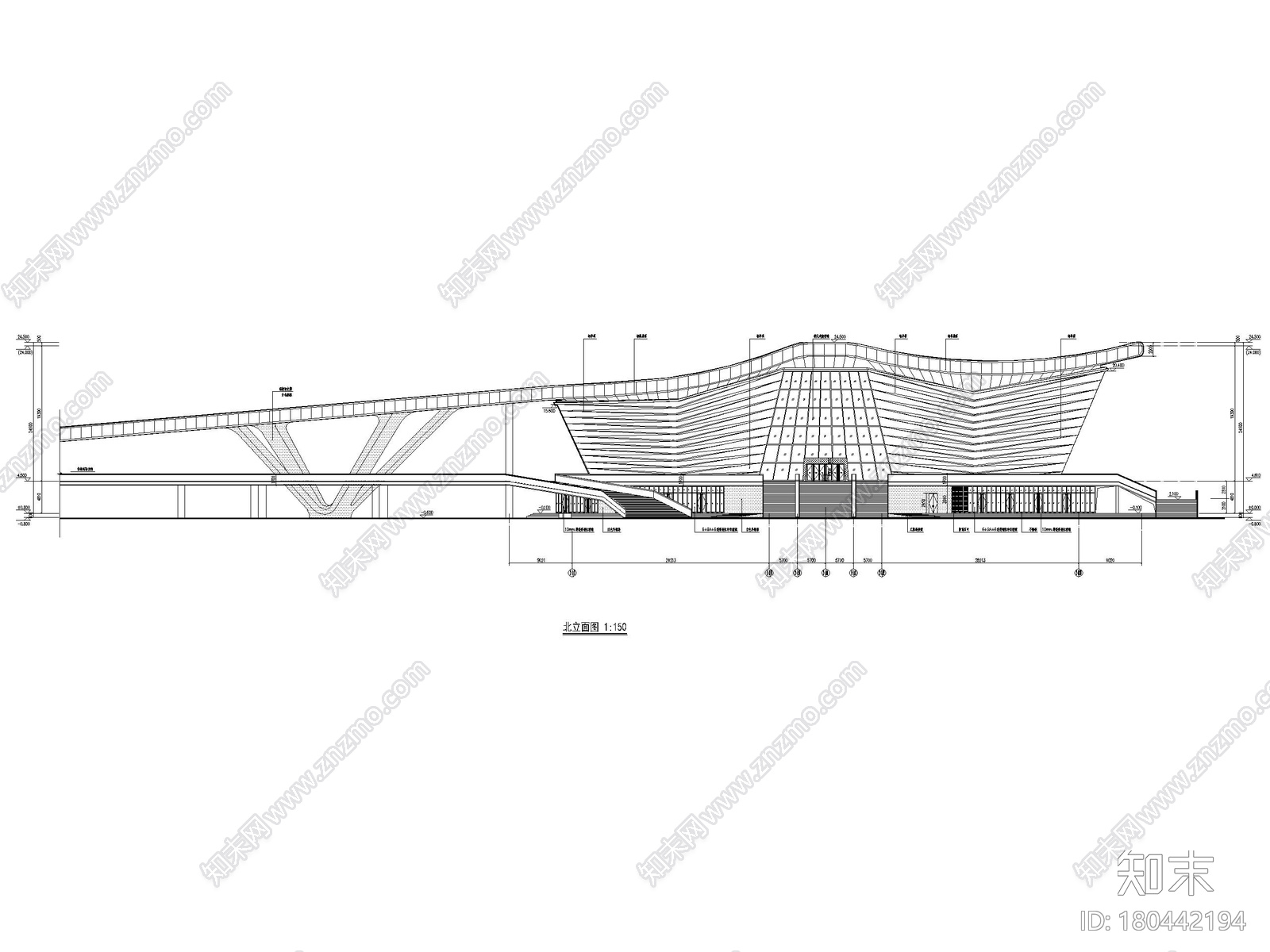 [广东]四层框架结构体育馆建筑竣工图2018cad施工图下载【ID:180442194】