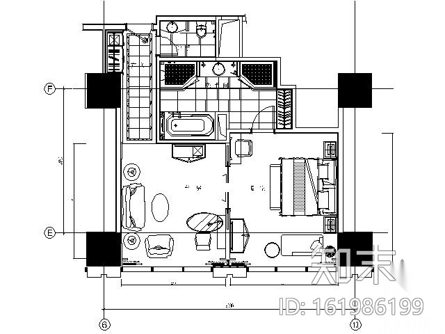 [上海]五星豪华酒店F型套房施工图cad施工图下载【ID:161986199】