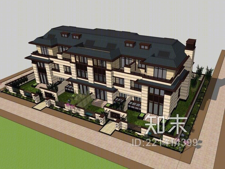 新亚洲风格别墅SU模型下载【ID:221414399】