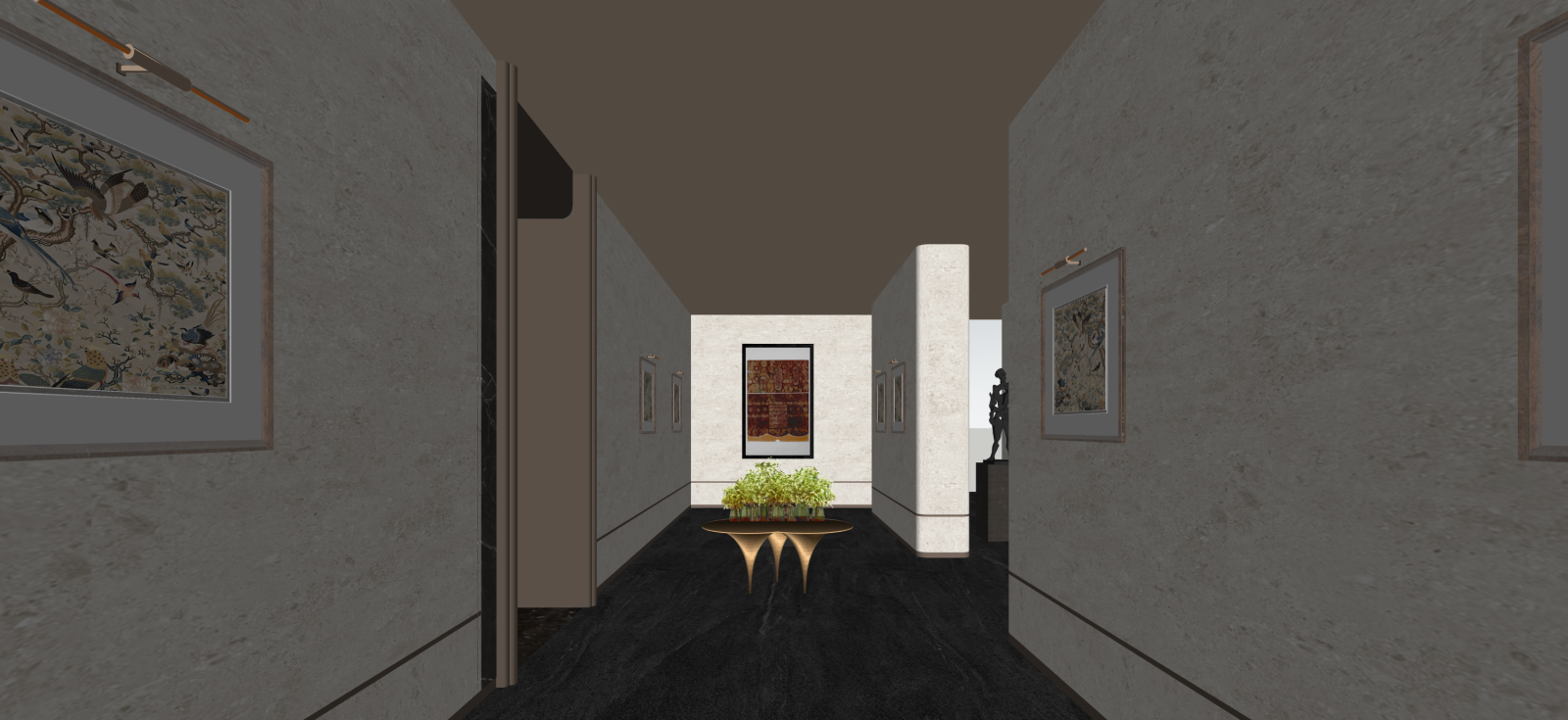 法式艺术展厅SU模型下载【ID:1222125193】