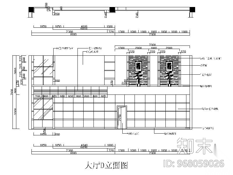 2000㎡现代办公楼室内施工图（含效果图）cad施工图下载【ID:968059026】