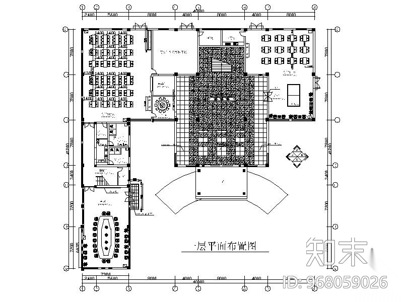 2000㎡现代办公楼室内施工图（含效果图）cad施工图下载【ID:968059026】