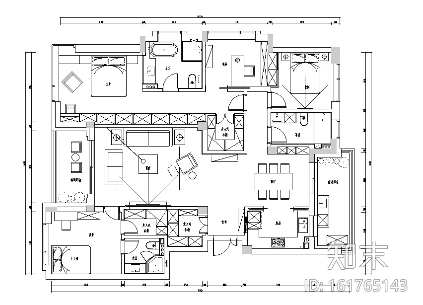 凯旋门现代木质简约风豪宅设计施工图（附效果图）cad施工图下载【ID:161765143】