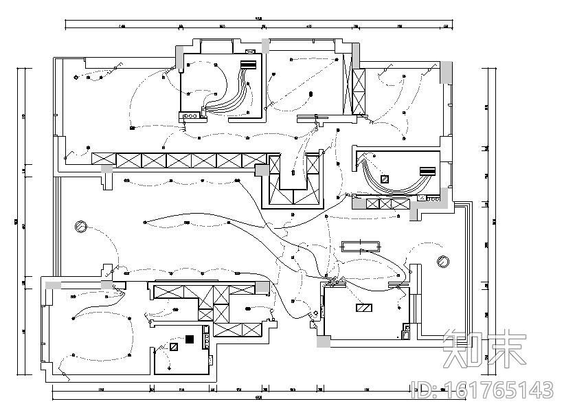 凯旋门现代木质简约风豪宅设计施工图（附效果图）cad施工图下载【ID:161765143】