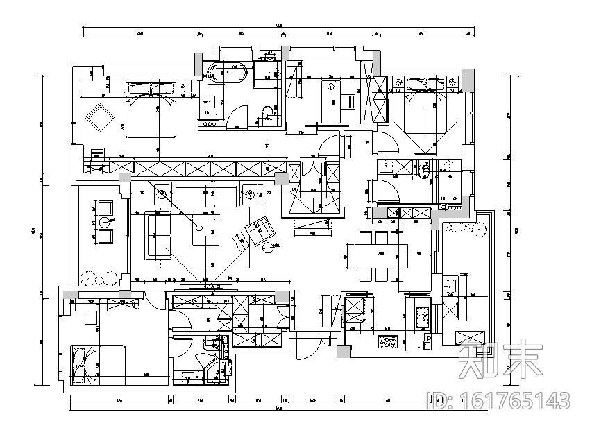 凯旋门现代木质简约风豪宅设计施工图（附效果图）cad施工图下载【ID:161765143】