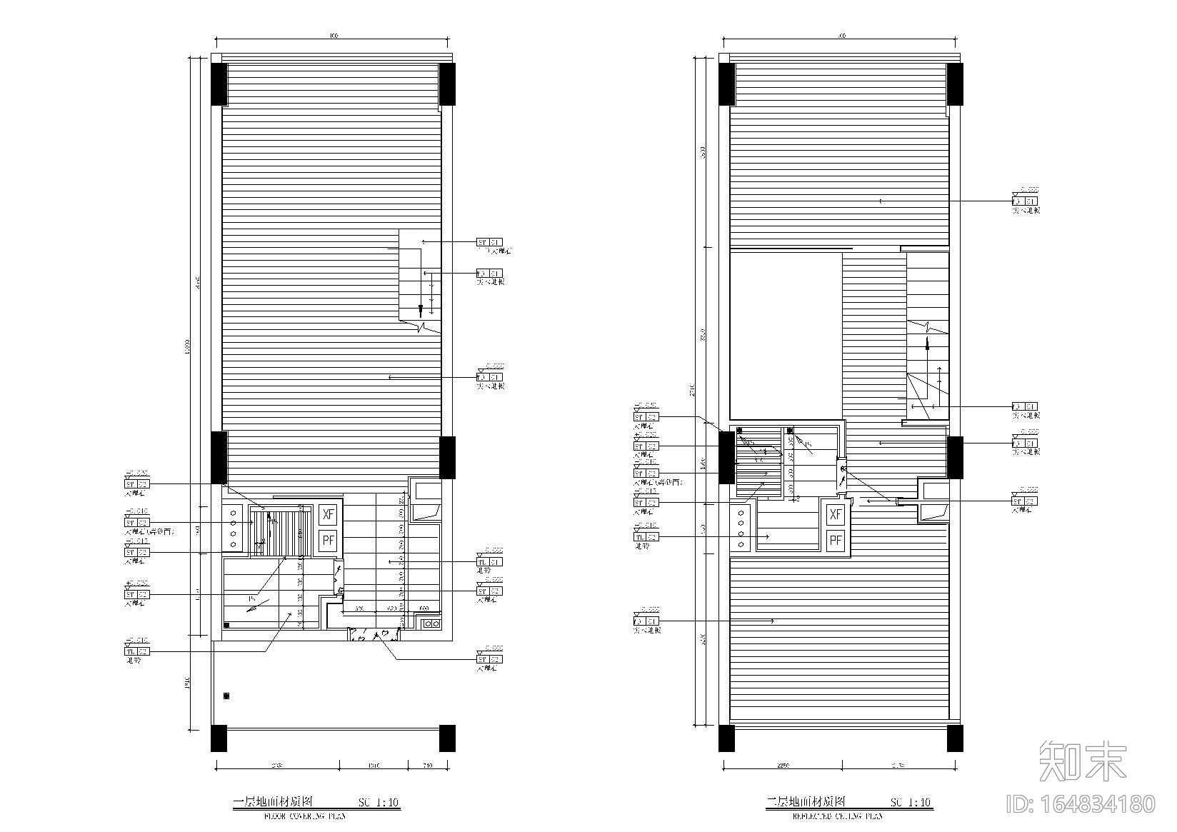 两层60㎡LOFT风格小户型户型样板房施工图施工图下载【ID:164834180】