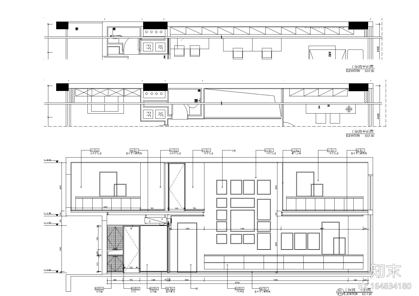 两层60㎡LOFT风格小户型户型样板房施工图施工图下载【ID:164834180】