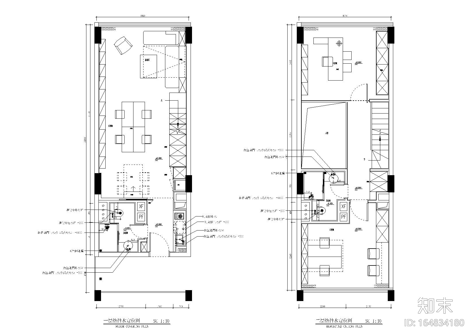 两层60㎡LOFT风格小户型户型样板房施工图施工图下载【ID:164834180】