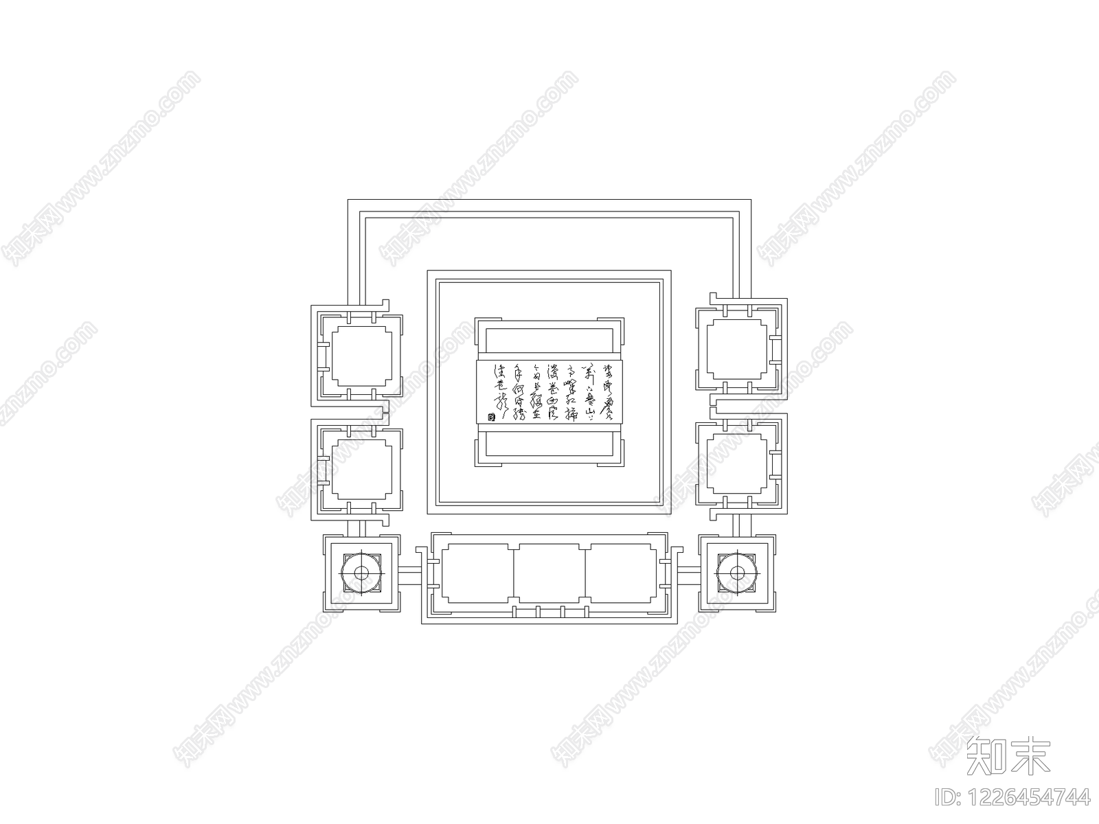 现代,新中式文化墙CAD图纸