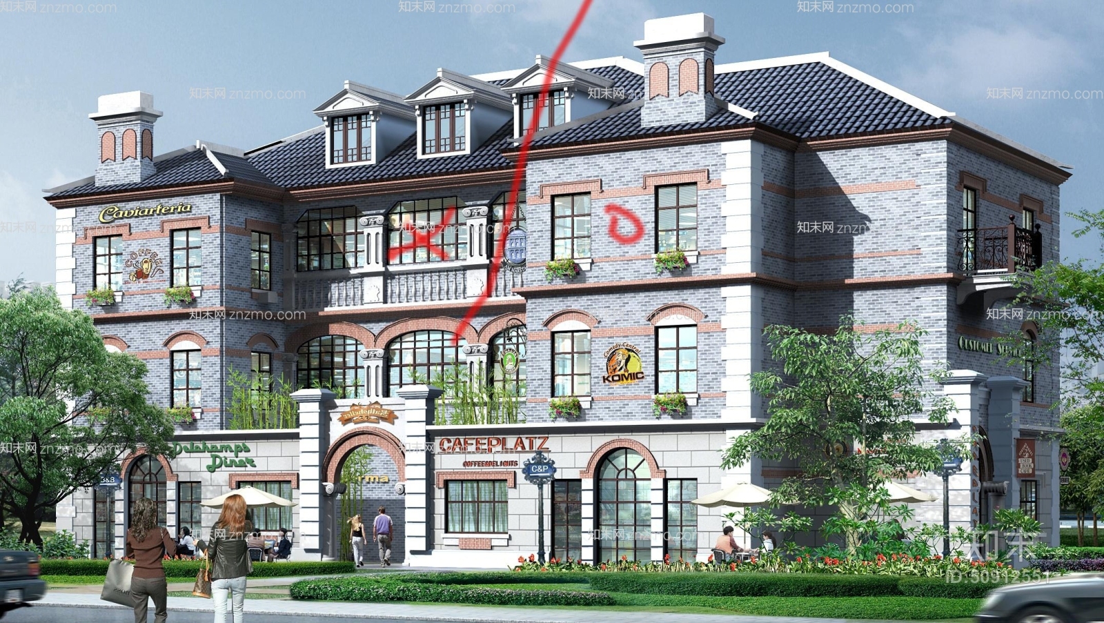 户外欧式建筑243D模型下载【ID:50912551】