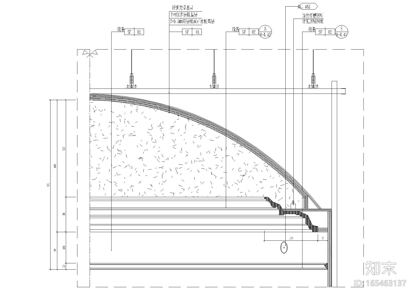 室内吊顶剖面，线条节点大样详图施工图下载【ID:165463137】