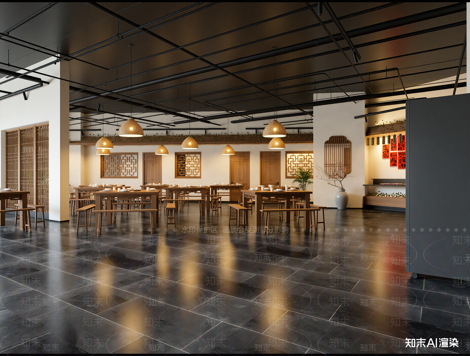 侘寂中餐厅3D模型下载【ID:1215157669】