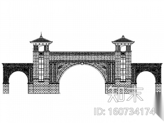 高档小区石材大门建筑施工图施工图下载【ID:160734174】