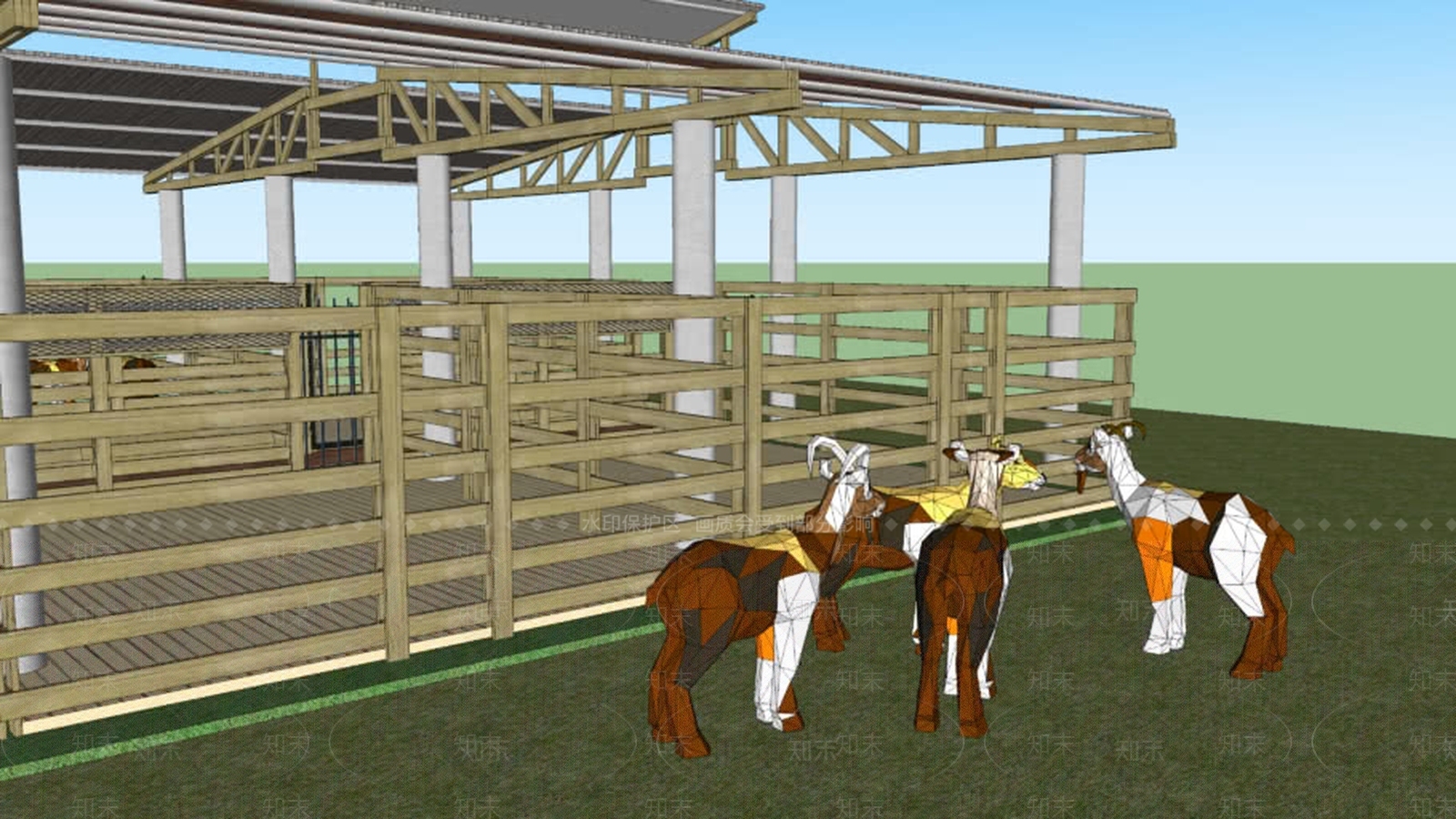 Kaauraka——山羊和绵羊群——牛粪SU模型下载【ID:1162357114】