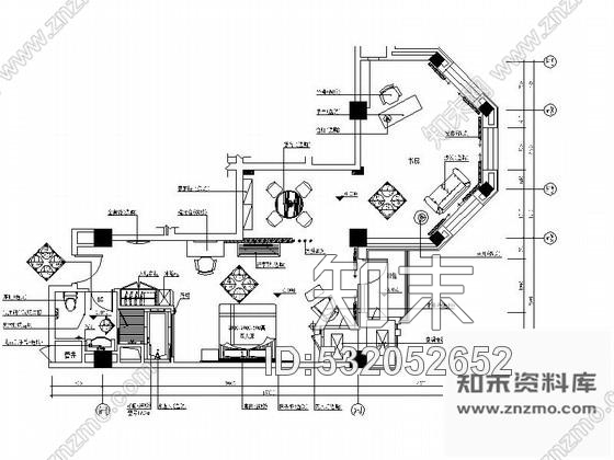 施工图天津某豪华酒店行政套房B户型装修图cad施工图下载【ID:532052652】