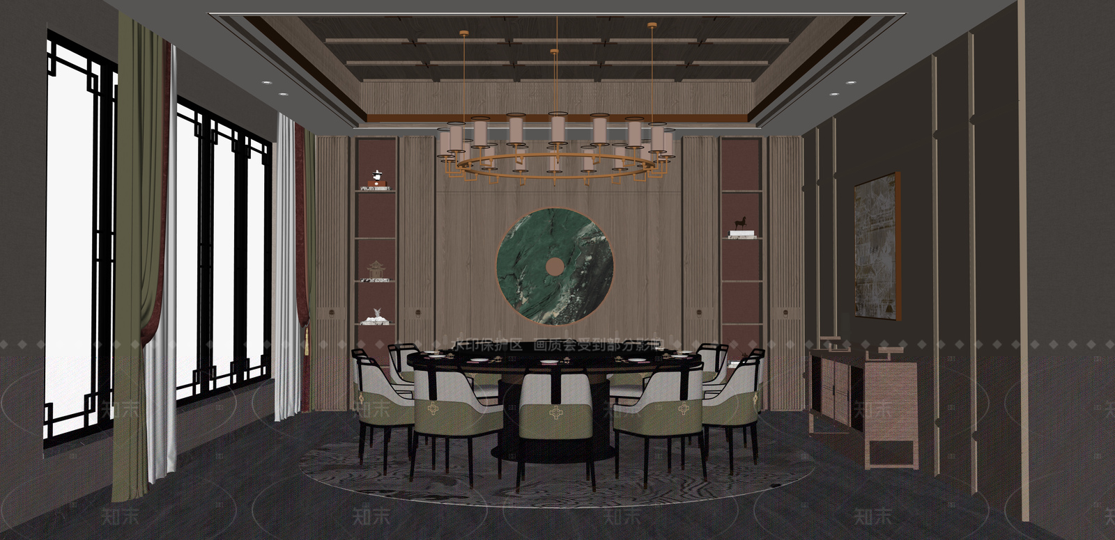 新中式别墅餐厅SU模型下载【ID:1216007255】