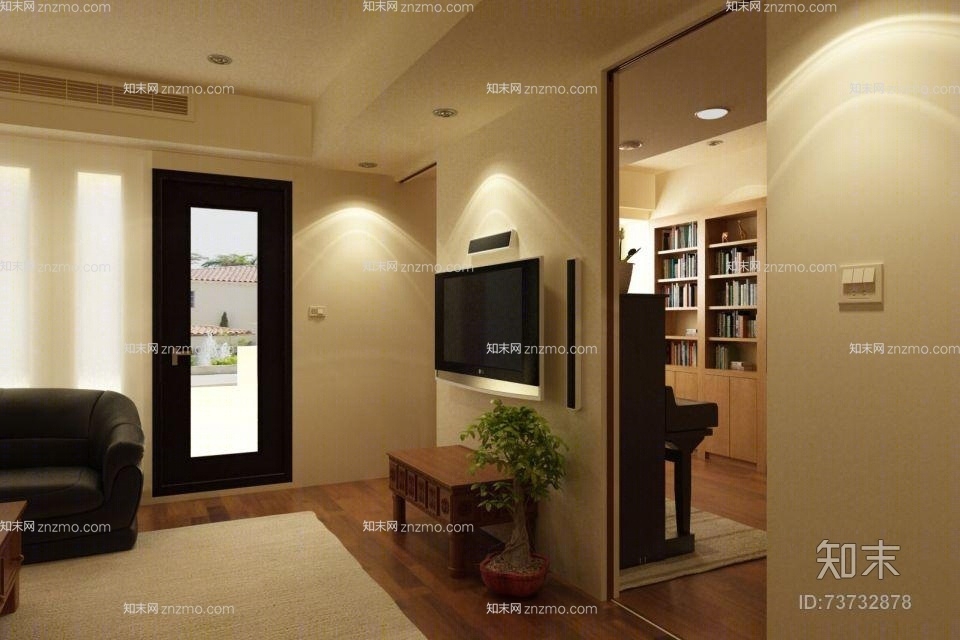 现代家居客厅3D模型下载【ID:73732878】