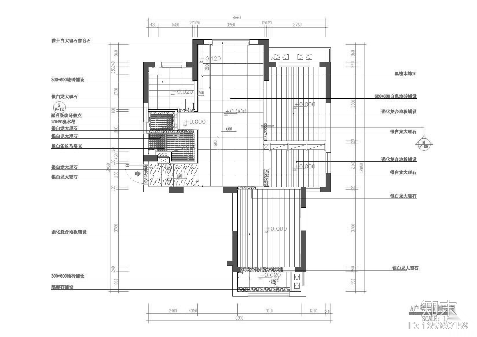 [杭州]保亿.丽景山A户型样板房装饰工程图纸施工图下载【ID:165360159】