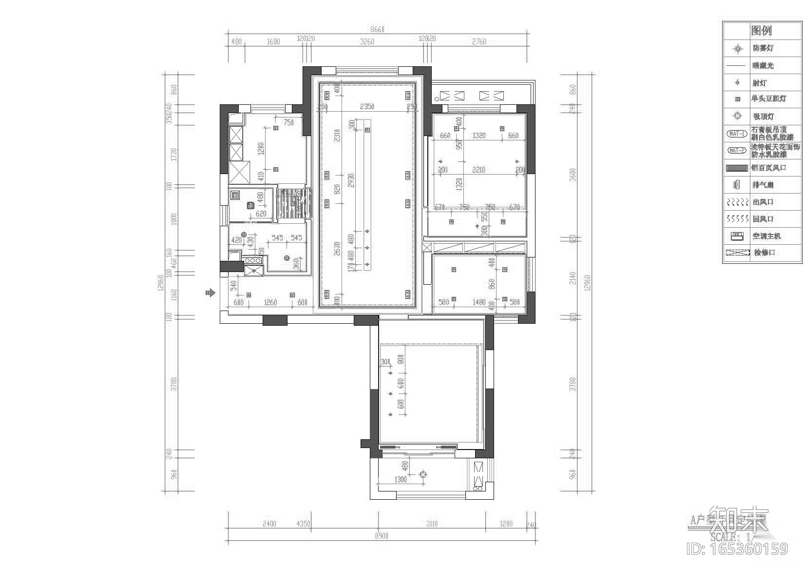 [杭州]保亿.丽景山A户型样板房装饰工程图纸施工图下载【ID:165360159】