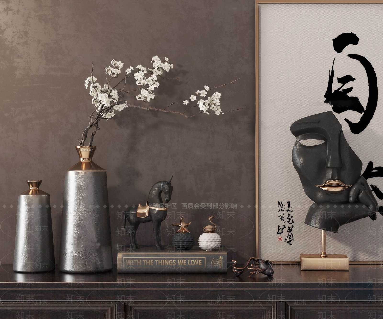 现代摆件组合3D模型下载【ID:164003456】