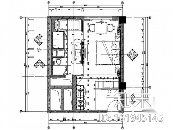 [杭州]高档连锁酒店新古典豪华大床房装修图（含效果）cad施工图下载【ID:161945145】