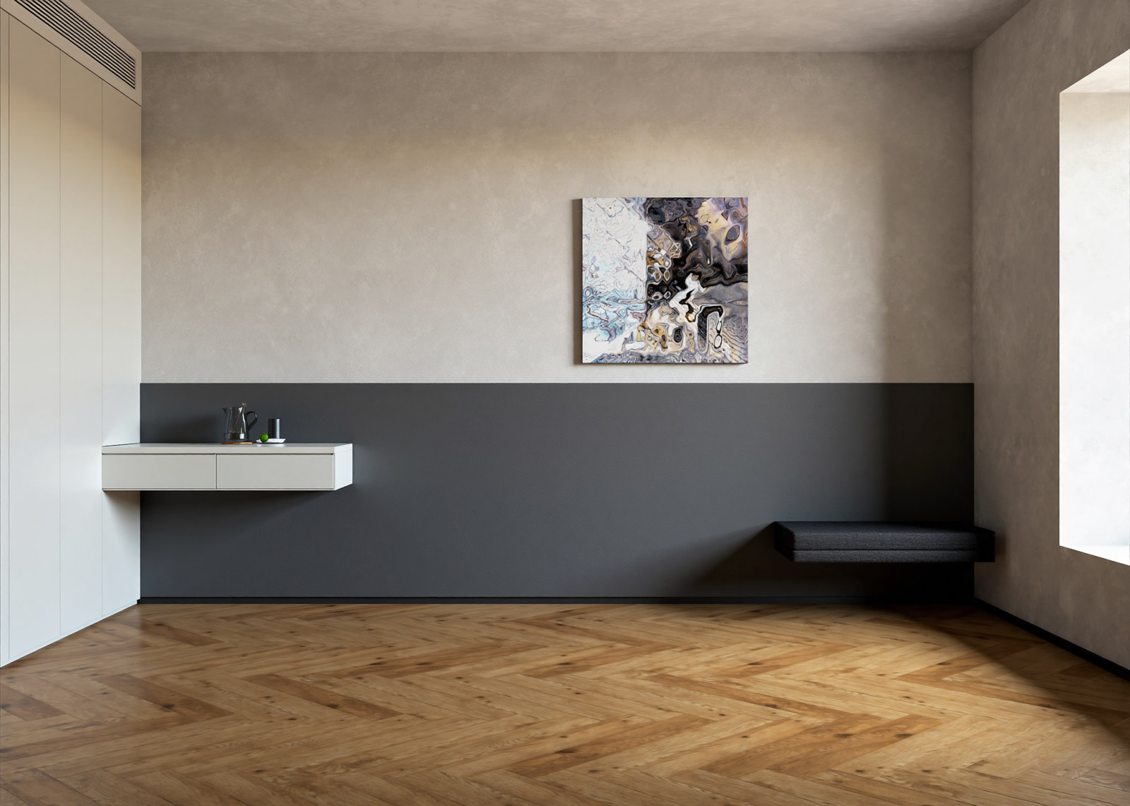 工业黑白灰客厅3D模型下载【ID:1215152636】