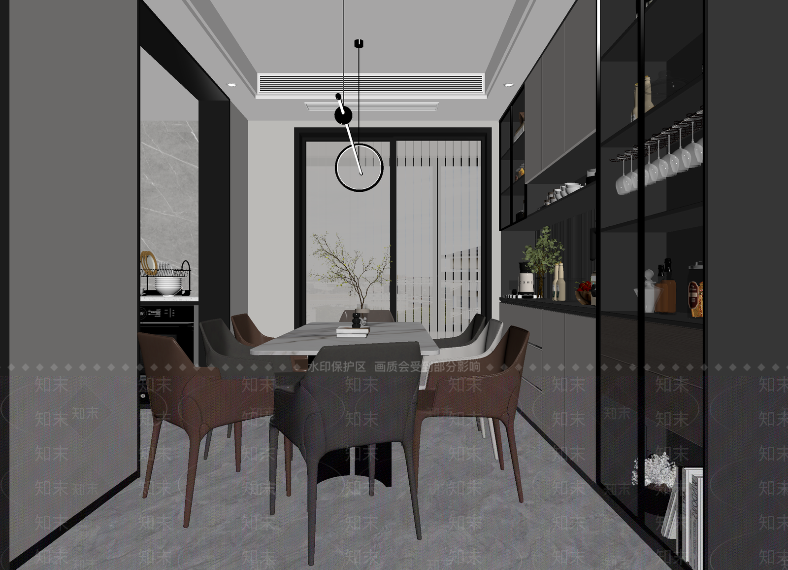 现代家居餐厅3D模型下载【ID:1215120976】