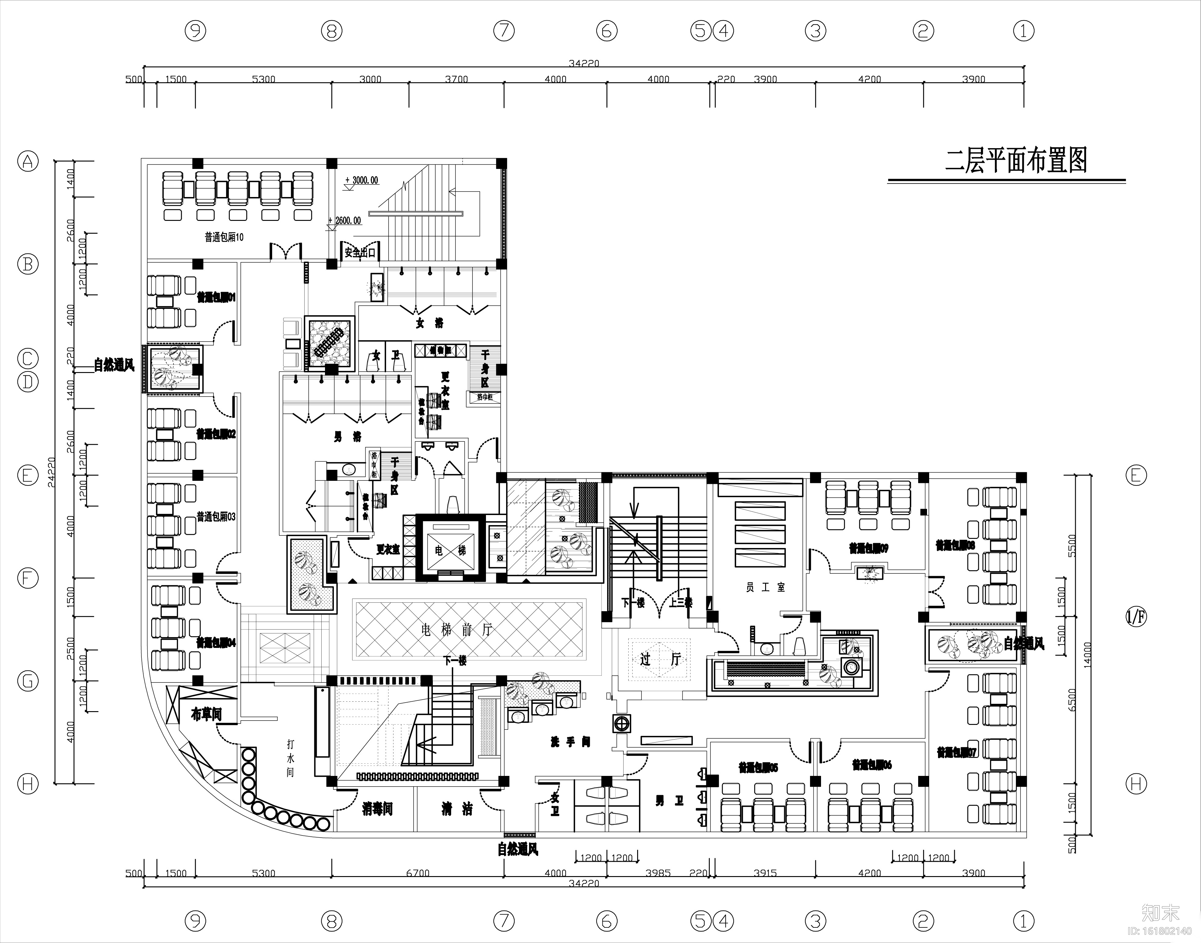 [广东]湛江足浴店室内设计施工图+效果图施工图下载【ID:161802140】