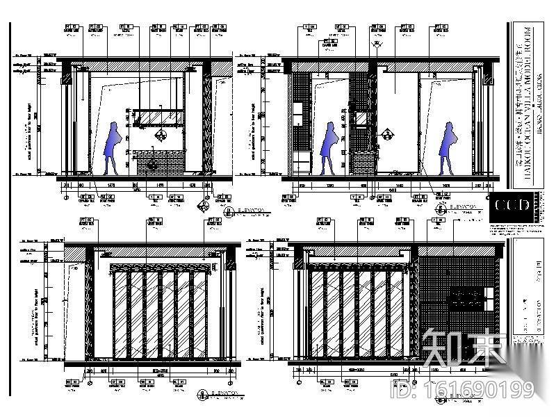 [海口]南加州风别墅精装样板间设计施工图（含效果图、...cad施工图下载【ID:161690199】