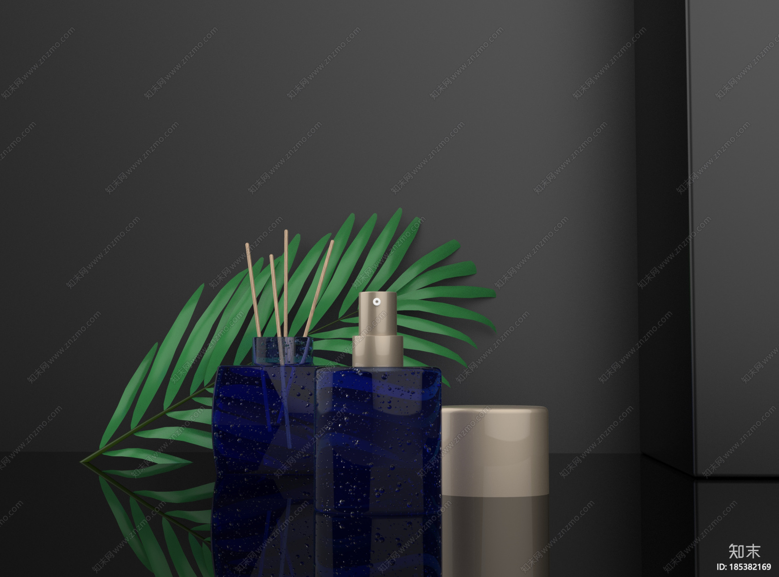 简约蓝色系香水瓶C4DCG模型下载【ID:185382169】