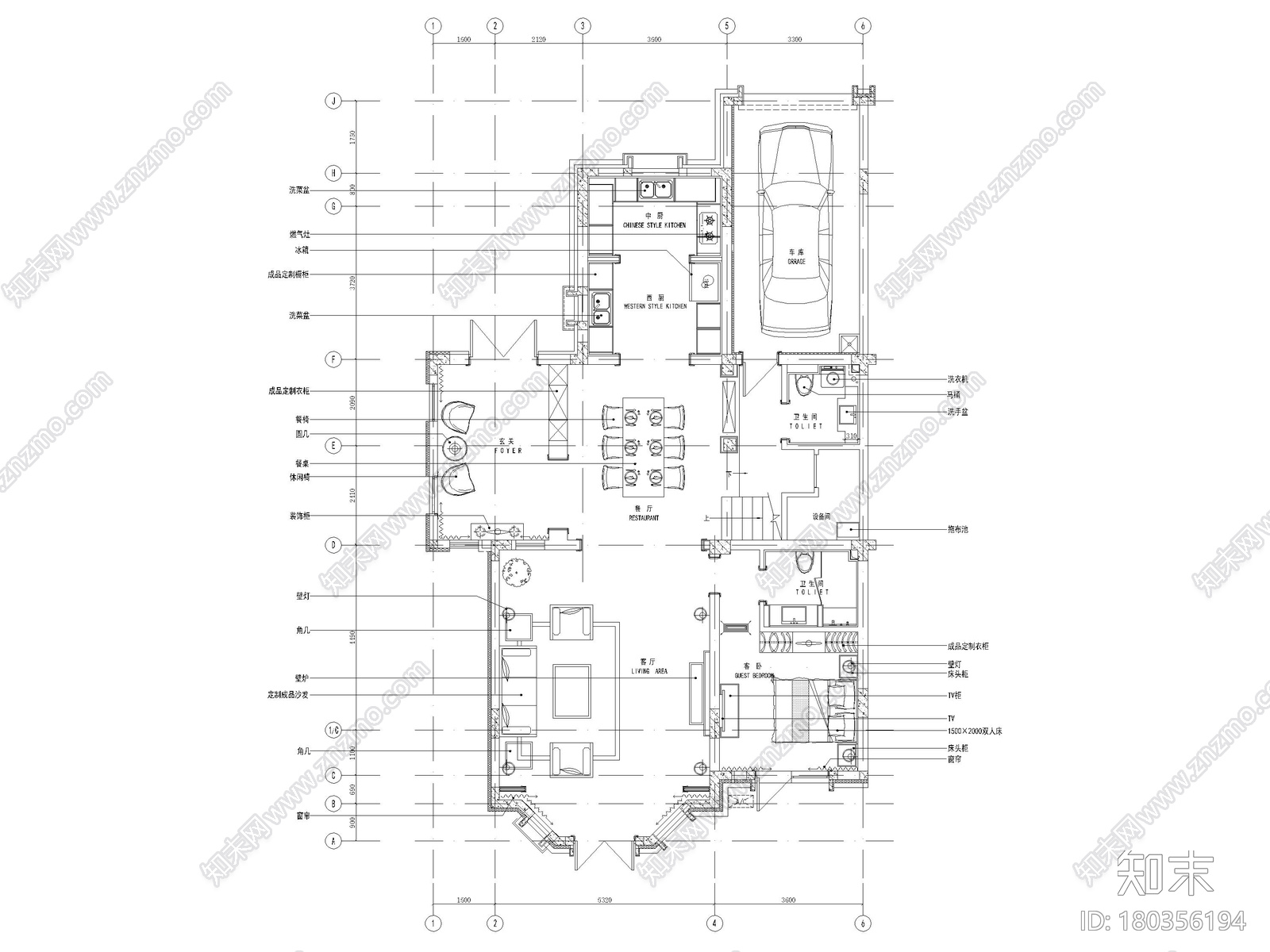 [沈阳]350㎡三层三居别墅样板间装修施工图cad施工图下载【ID:180356194】