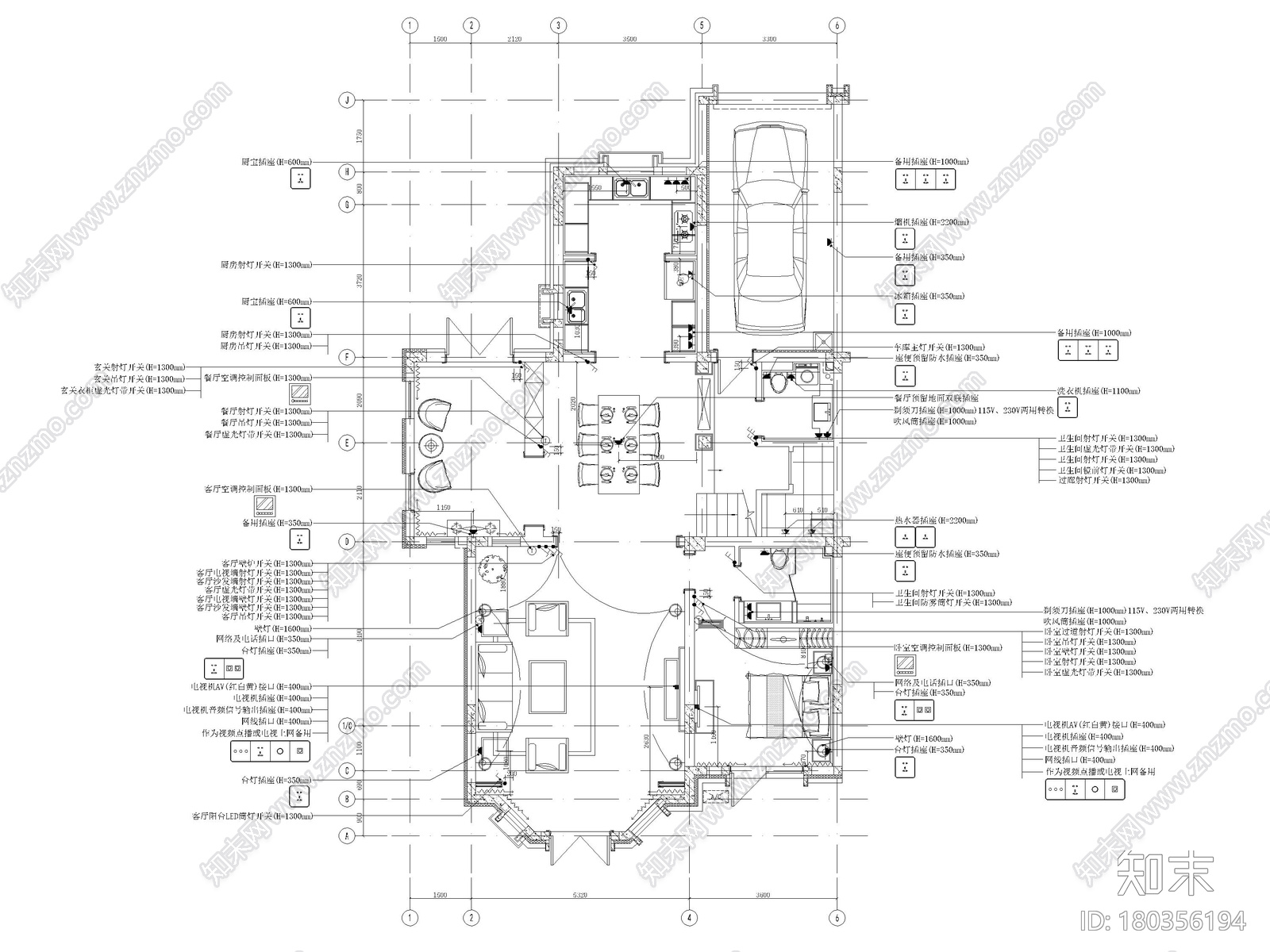 [沈阳]350㎡三层三居别墅样板间装修施工图cad施工图下载【ID:180356194】