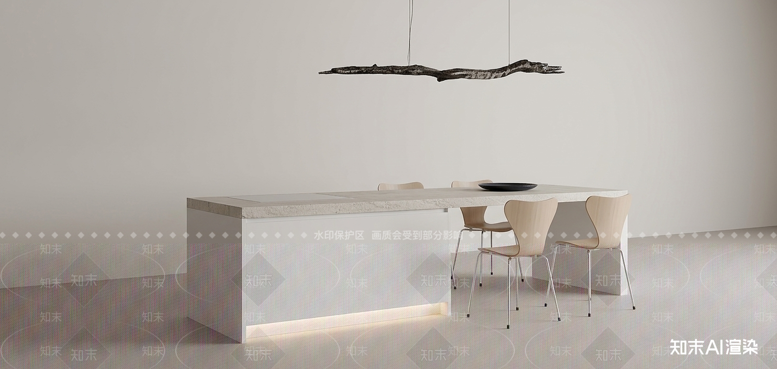 现代餐桌椅3D模型渲染效果图