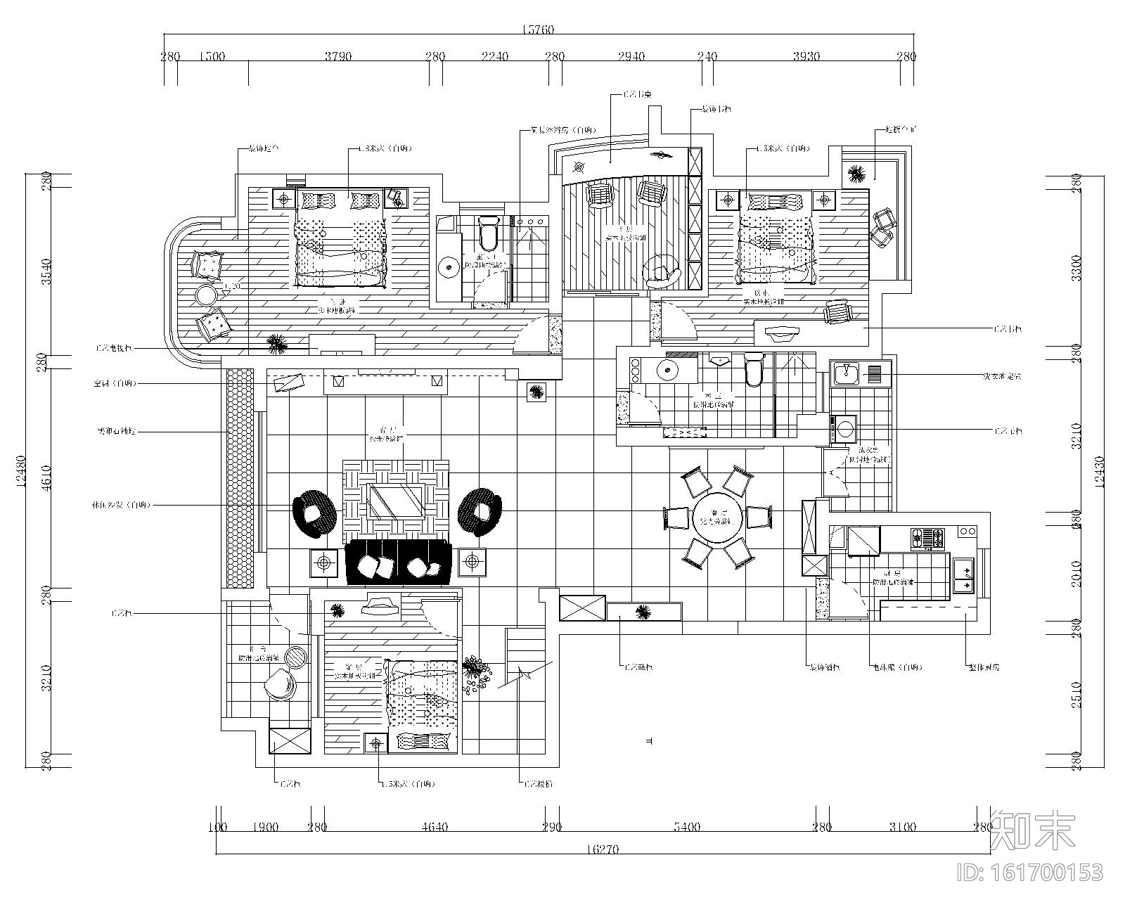 [海南]现代风格二层小别墅设计室内装修施工图cad施工图下载【ID:161700153】