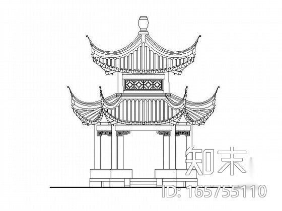 [合集]各种中式亭建筑施工图cad施工图下载【ID:165755110】