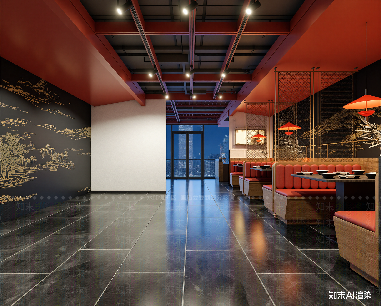 新中式中餐厅3D模型下载【ID:1214066391】