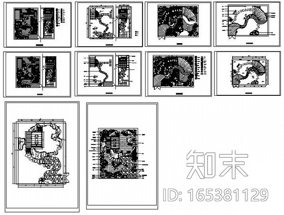 花园庭院景观绿化组图cad施工图下载【ID:165381129】