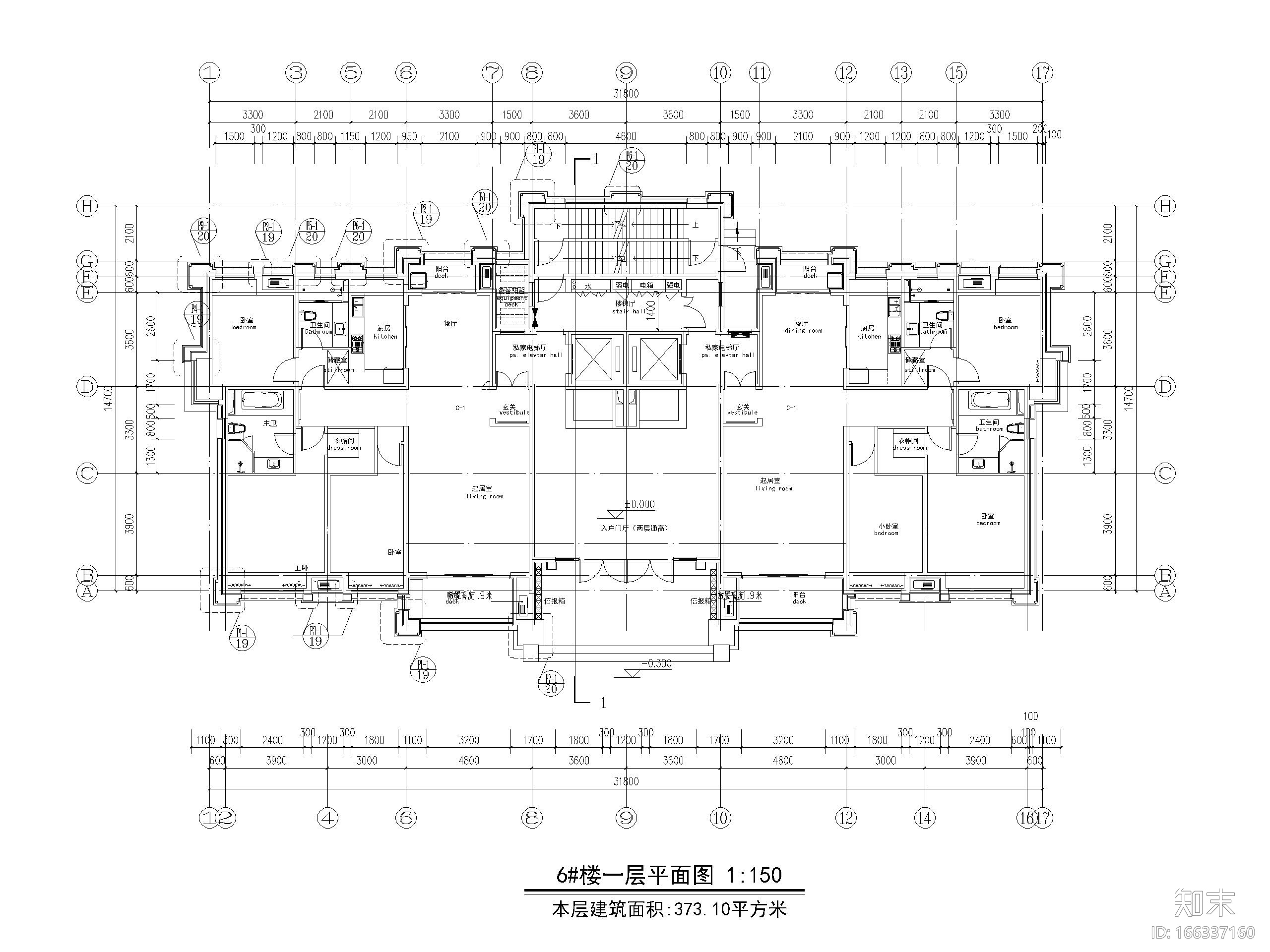 82套高层(16层-33层)二室户型设计图CAD施工图下载【ID:166337160】