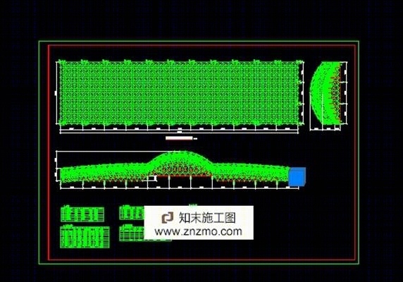 体育馆顶部钢架结构施工图(双曲面)cad施工图下载【ID:76888915】