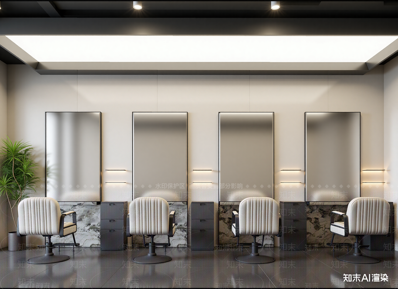 极简美发店3D模型下载【ID:1214691512】
