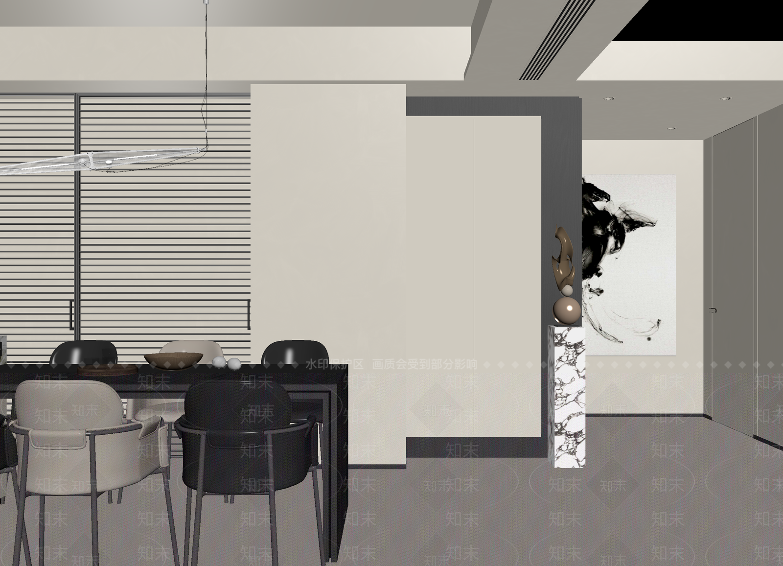现代家居餐厅3D模型下载【ID:1215030724】
