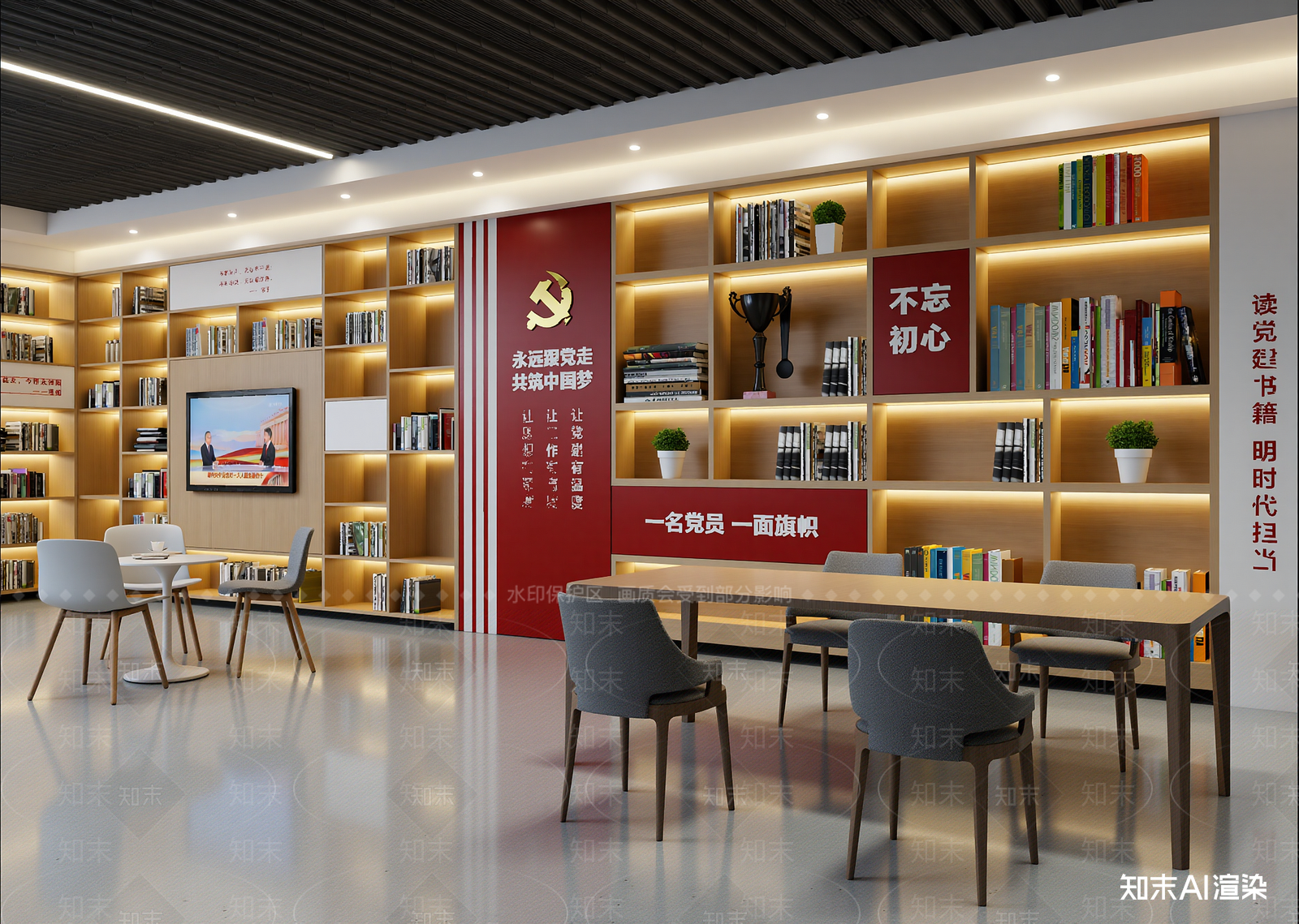 现代党建室3D模型精品下载_3dmax模型_知末网