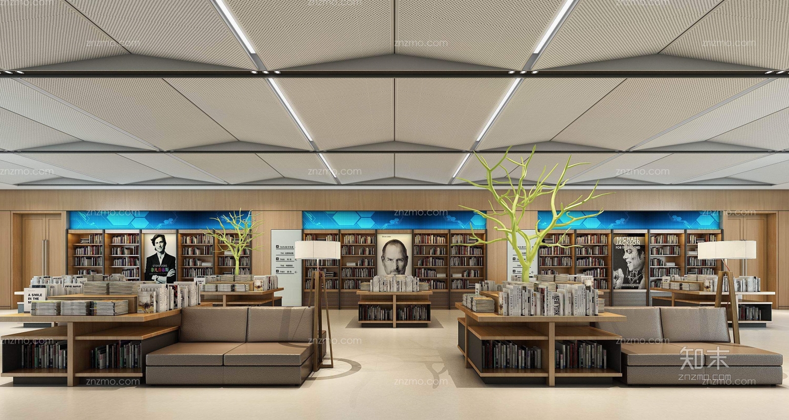 现代一层新书展示厅书店3D模型下载【ID:75133998】